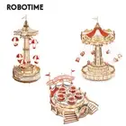 ROKR 3-Set Parachute Tower Swing Ride The Teacup Music Box 3D Wooden Puzzle Gift