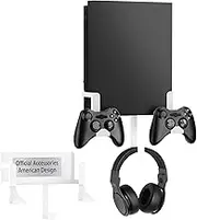 Wall Mount Kit with Detachable 2 Controller Holder & Headphone Hanger, Metal Wall Mount Holder Compatible with Xbox One X, White