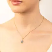 Sky Blue Topaz Tortoise Pendant with 5 Diamonds in 9ct Yellow Gold, 9ct Yellow Gold Silver Filled 45cm Curb Chain 30 gauge (15250346)