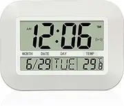 Digital Wall Clock, tunghey Digital Wall Clock Battery Operated Simple Large LCD Alarm Clock Temperature Calendar Date Day for Home Office
