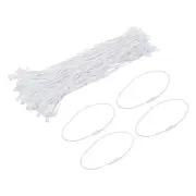 200 Pcs Polyester Rope Hang Tag String Snap Lock 200mm 1.3mm White