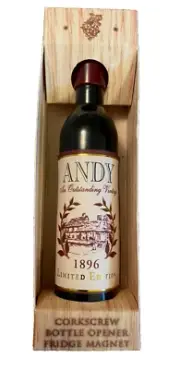 Wine cellar personalized corkscrew, bottle opener & fridge magnet- Andy Name