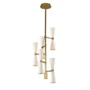 Chandelier Ceiling White & Vintage Brass Sputnik Ten Light Chandelier Modern