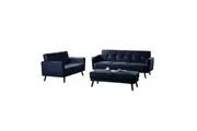 Esben 6-Seater Velvet Sofa Bed Set w/ Ottoman - Navy Blue