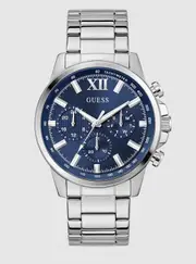 GUESS Silver Blue Dial Walker Watch