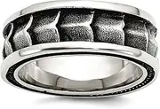 [JewelryWeb] Stainless Steel Polished and Artisan Oxidized 9mm Band Ring Size 12-Band Style-Ring for Women and Men