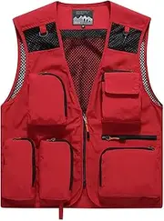 [QtthZZr] Men's Vest Multi-Pocket Utility Gilet Summer Quick-Drying Fishing Photography Waistcoat Sleeveless Breathable Jacket