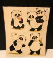 Vintage Meyercord Kids Decals Panda Bears 1533-G