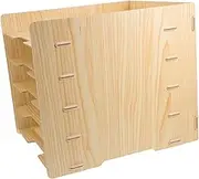CAXUSD File Storage Rack Desktop Files Holder Book Display Stand Document Organizer Envelope and Paper Organizer Brochure Holders Paper Display Stand Desk Document Sorters Khaki Wooden