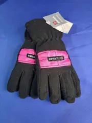 Gloves Winter Snow Girls Black Pink Swiss Tech Size 12-16 L/XL