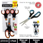 3PC Scissors Set Stainless Steel Sharp Cut Kitchen, Office, Home, School