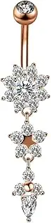 [FrEshn] Nose Ring Women Sexy Rhinestone Dangle Belly Button Chain Navel Piercing Ring Body Jewelry Waist Chain Button Puncture Jewelry Fake Nose Ring (Style : X0019-RG)