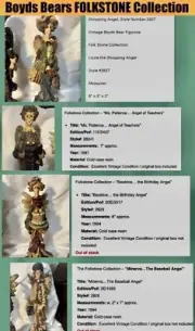 Boyds Bears Friends Folkstone Collection ANGELS Lizzie Patience Minerva Beatrice