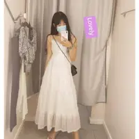 在飛比找ETMall東森購物網優惠-2023新款白色仙女蕾絲吊帶波西米亞雪紡度假沙灘連衣裙中長裙
