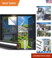 Reflective Black-Silver One-Way Window Tint for Daylight Privacy, 35.4x78.7in