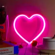 Pink Heart Neon Sign, LED Heart Light Battery Operated or USB Powered Heart Neon