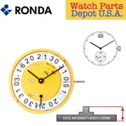 Ronda 6004.B Quartz Watch Movement, 2 Hands, Date at 12, (Multiple Variations)