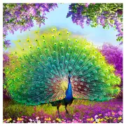 2Pcs 5D DIY Cross Stitch Decorations Diamond Embroidery Peacock Opens Screen Painting