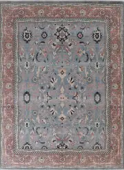 Light Blue Floral Ziegler Turkish 8'x10' Wool Area Rug Traditional Hand-knotted