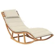 Pool Sun Lounger With Cushion Wooden Rocking Chaise Lounge Chair Garden Sunbed