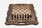 Walnut wooden Chess Set-3 in 1 chess backgammon checkers-Hand carved board game