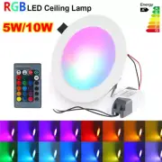 RGB LED Panel Downlight 16 Color Dimmable Recessed Ceiling Light+Remote Control