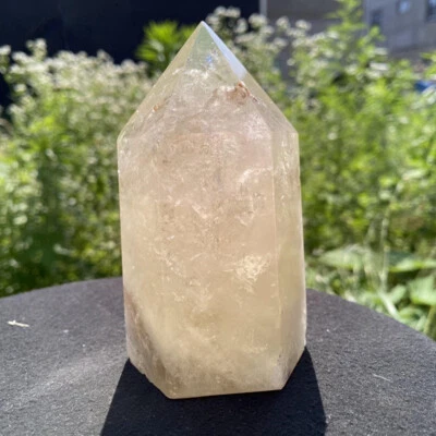 Top! 0.59kg Natural Smoky citrine Obelisk Reiki Crystal Wand Point Tower Decor