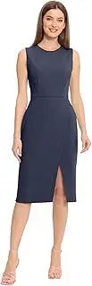 [Maggy London] Women's Sleeveless Sheath Wrap Knee Length Dress Work Office Wear