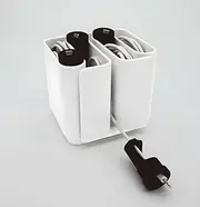 Cable Station: 4 Compartments with Removable Handles - White and Black