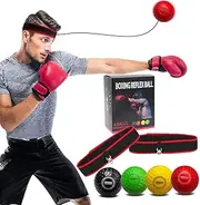 Boxing Reflex Balls Family Pack – Boxing Ball MMA Set with 2 Adjustable Headband and 4 Levels Boxing Ball to Improve Speed and Hand-Eye Coordination for Men, Kids Boxing Equipment
