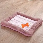 Pet Sleeping Mat, Ice Silk Dog Bed Or Cat Bed Breathable Pet Beds Bite and Dirt Resistance Dog Bed with Dog Toys (Color : Pink, Size : Small)