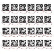 Computer Case Fans 80mm PC Ball Bearing, 24pcs,Black, 2800 rpm 2PIN 80x80x10mm Silent Set Cooling Cooler DC 12V Plug Connector Power High Speed Pack