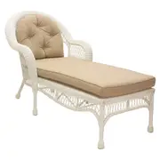 All Weather Wicker Lattice White Patio Chaise Lounge