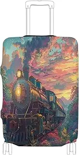 [Joisal] USA Flag New York Landmarks Suit Case Cover Fit 18-32 Inch Suitcase Protector, Summer Train, L 26-28 in