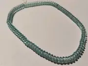 Flat Round Czech Glass 4mm Rondelle Aquamarine 8" Strand Apprx. 96 Beads