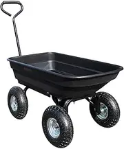 Ｂｅｓｇａ Wheelbarrow Garden Cart Stable 4 Wheels Metal Easy Loading Large Capacity Wagon Cart Garden Wagon for Yard Gardening Farm
