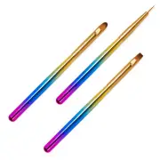 3Pcs Acrylic Nail Art Pen Tips UV Builder Gel Painting Brush Manicure Set Tool D