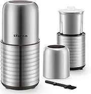 Electric Coffee Grinder, Herb Grinder, 300W Powerful Electric Spice Grinder with Large Size 200g Removable Cup and Cleaning Brush, for Spices, Pollen, Herb, Seeds, Bean, Grains, Stainless Steel