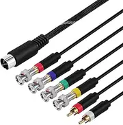TNP Sega Genesis RGB/RGBs Adapter Cable Connector, Compatible with Sega Genesis 1 or Sega Mega Drive 1 Game Consoles for RGB/RGBS Supported Monitors with BNC Connectors