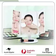 Mirror With LED Light Standing Magnifying Tri-Fold Touch