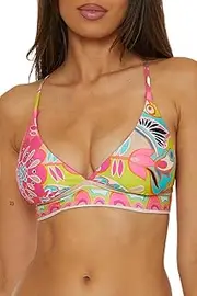 [Trina Turk] Women's Venus Reversible Halter Bikini Top, Adjustable, Tie Back, Swimwear Separates