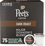 Peet's Coffee, Dark Roast Keurig K-Cup Pods - Major Dickason's Blend 75 Count (1 Box of 75 K-Cup Pods)