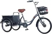 Leisure and Light Mobility Bicycles for The Elderly Pedal Human-Powered Bicycles Three-Wheeled Bicycles Manned/Carried Dual-Purpose,Gray,Standard