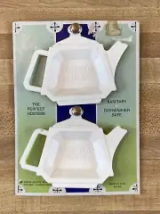 Vintage The Perfect Hostess White Tea Bag Holders-Set of Two