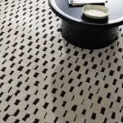Milium Squares Black and Cream Runner Rug