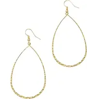 [Columbus] Lightweight Statement Teardrop Hoop Earrings in Gold or Silver with Hammered Texture