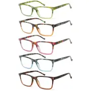 5-Pack Reading Glasses Blue Light Blocking Spring Hinge Readers for Men Women...