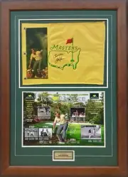 JACK NICKLAUS Signed Flag Masters Champion Display FRAMED Buy Genuine COA