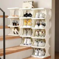 在飛比找Yahoo!奇摩拍賣優惠-樓梯鞋架家用門口簡易鞋柜宿舍新款2023爆款放在樓梯台階上的