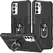 [RRXGXFC] for Oppo A16 Case,Oppo A16S Case Ring Holder Stand Heavy Duty Military anti-collision phone case for Oppo A16,Oppo A16S (Black)